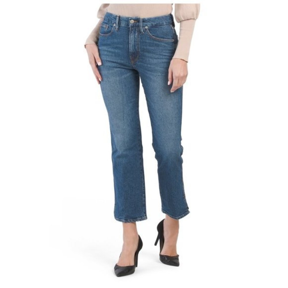 Women's Good American Curve Ankle Straight Blue High Rise Jeans